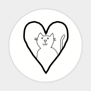 My Valentine Cat Heart Minimal Line Drawing Magnet